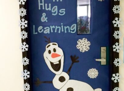 snowman snowflakes paper door decorations holiday season