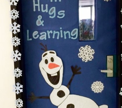 snowman snowflakes paper door decorations holiday season
