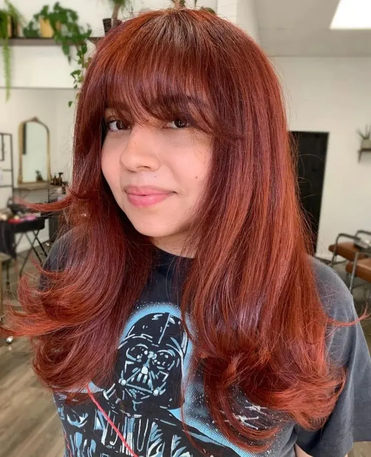hair colors for round faces dark copper