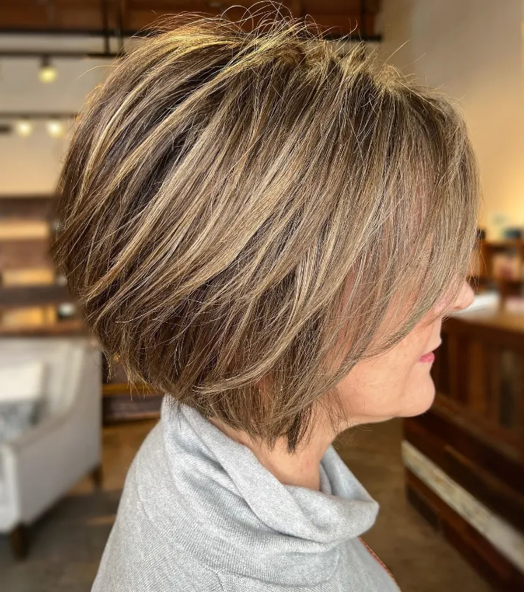 what balayage woman 60 year old light brown and white hair