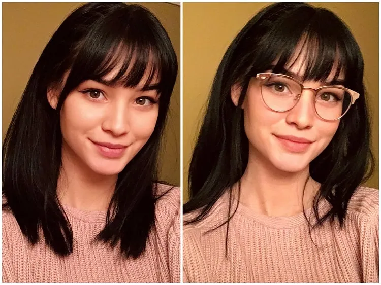 which fringe with eyeglasses fashionable woman oval face trendy frames 2022