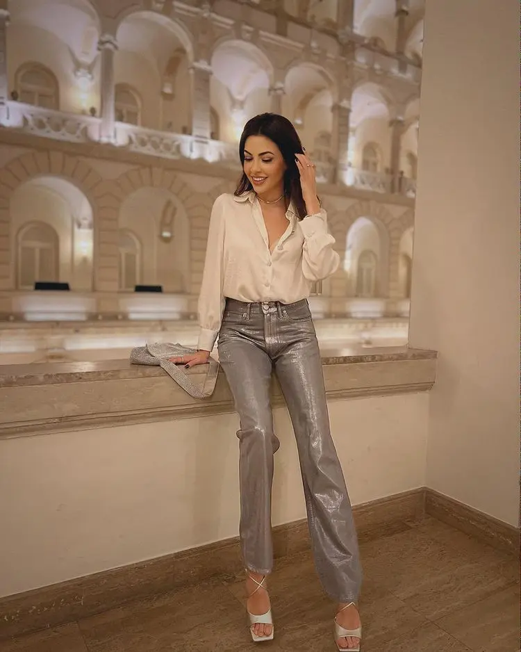 zara trendy pants silver galaxy futuristic fashion trends 2022 how to wear them for a holiday party