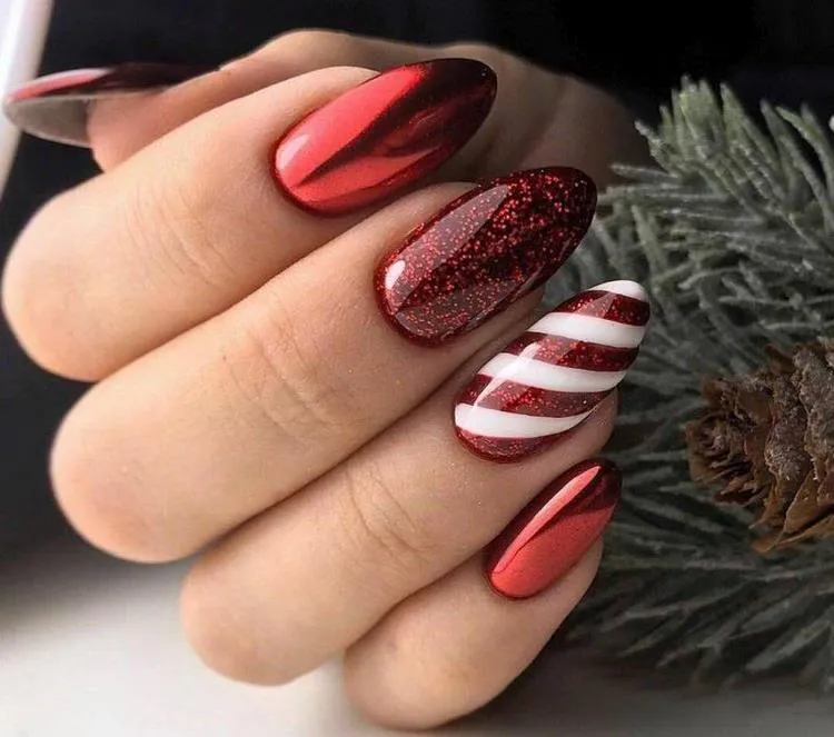 2022 red christmas nails ideas