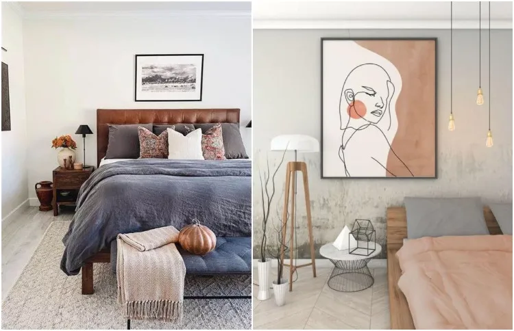 Tendencias de decoración de dormitorios 2023 combinación de colores cálidos y fríos