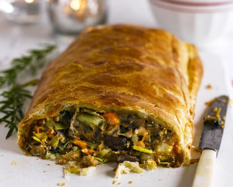 Christmas dinner ideas for vegetarians Spinach, chestnut and blue cheese en croûte