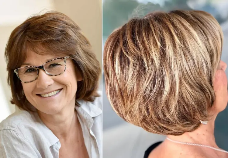 Elegant hairstyles for women over 60 layered bob with or without highlights