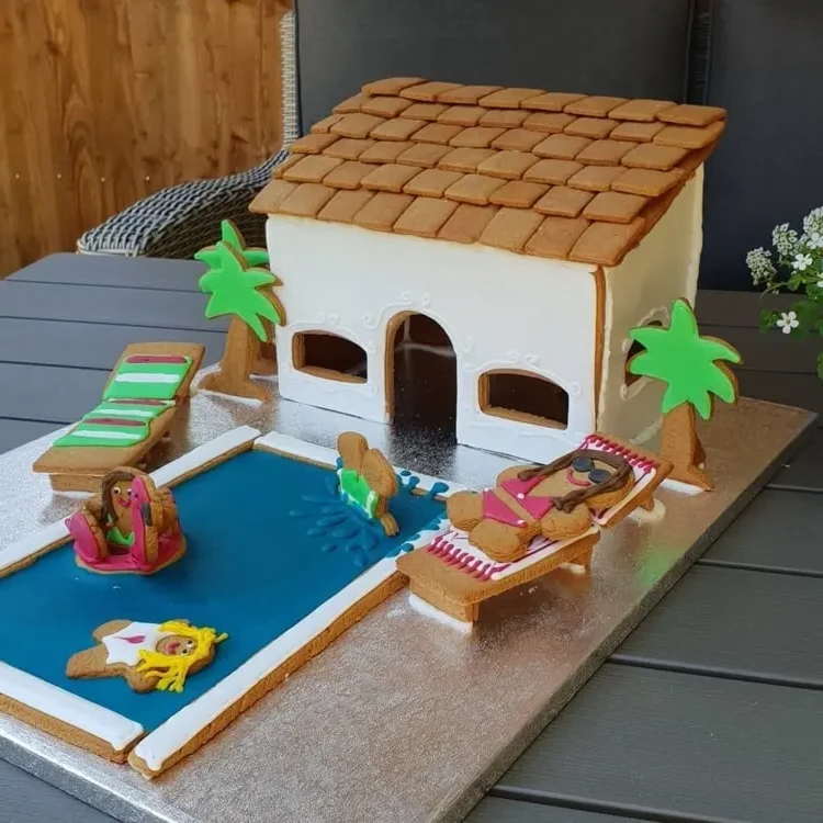 Gingerbread house idea with pool