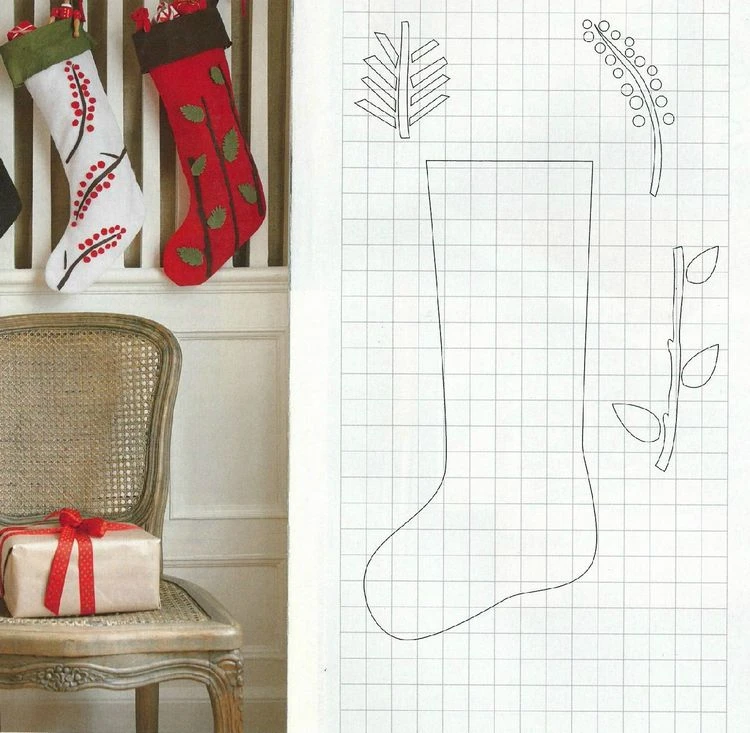 How to sew Christmas stockings template to print