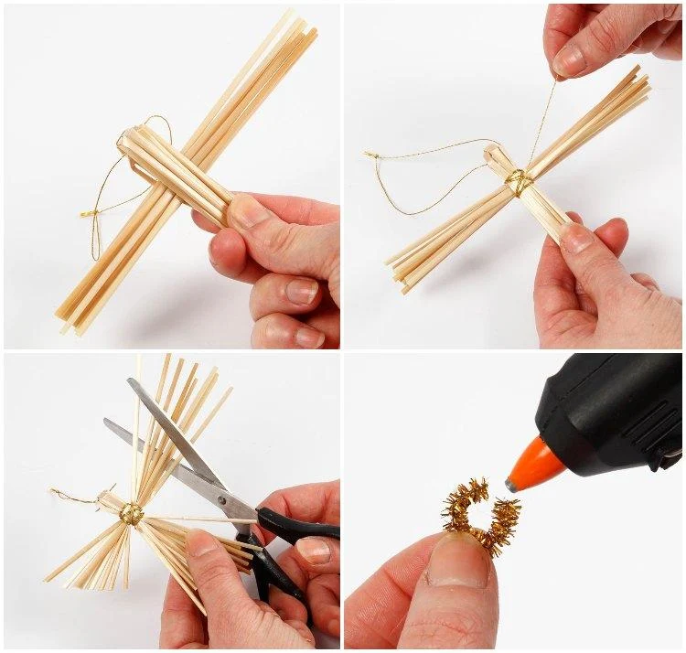 Instructions DIY straw angel crafts for children