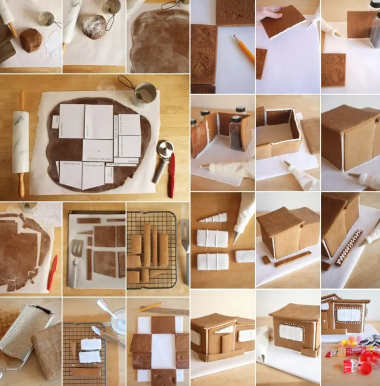Instructions for making modern gingerbread houses