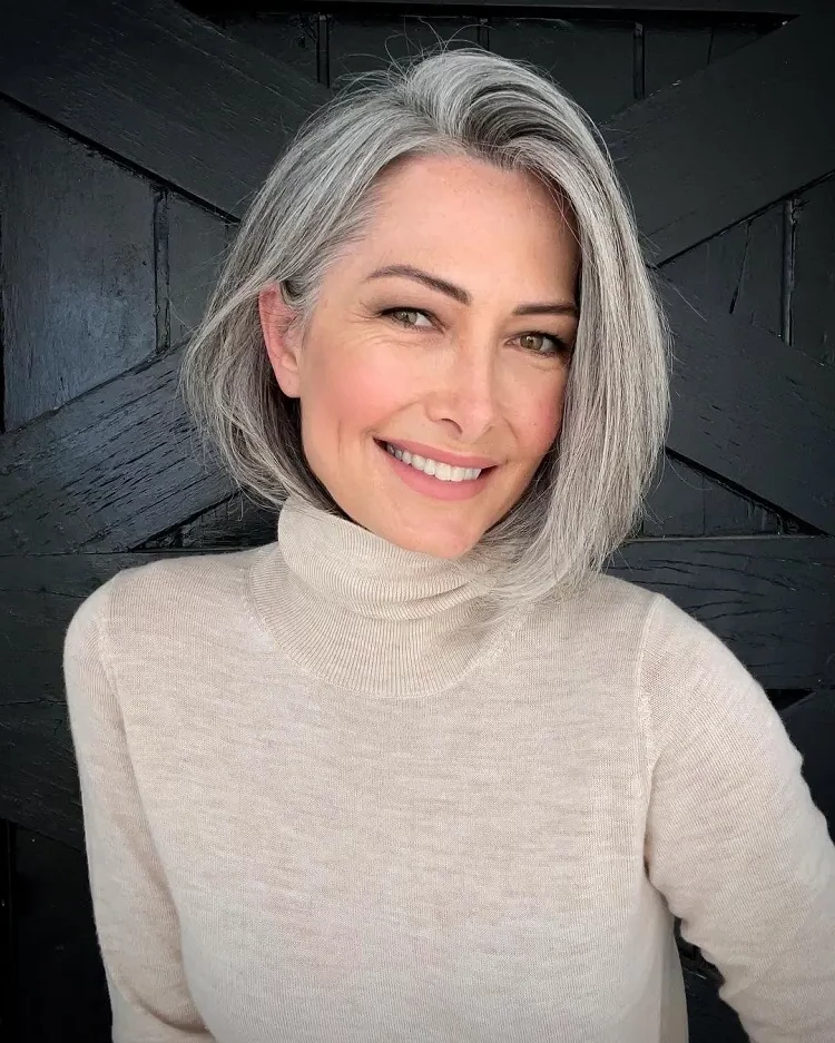 Inverted bob haircut trend 2023 women over 50