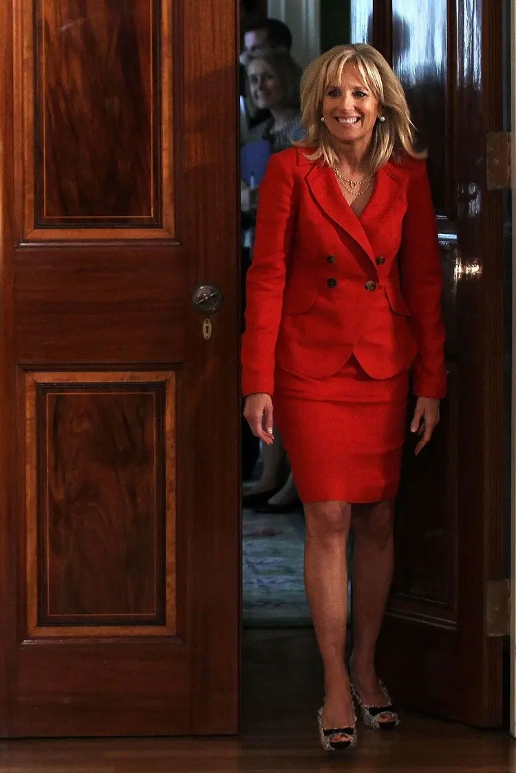 Jill Biden red suit outfit inspiration fashion trends for the holidays in 2022