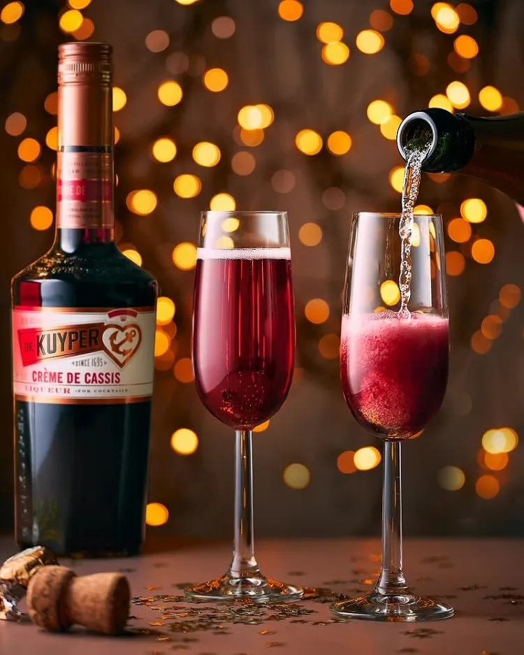 Kir Royal and champagne cocktail for New Years Eve