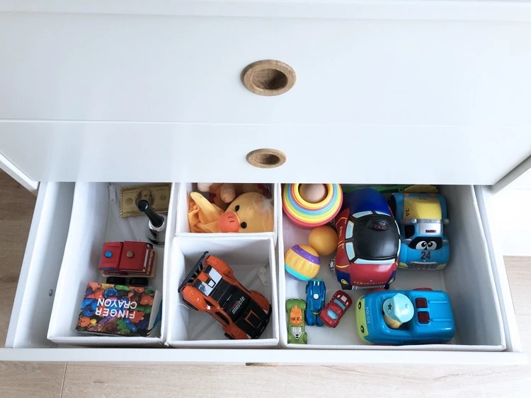 KonMari method to store toys in drawers