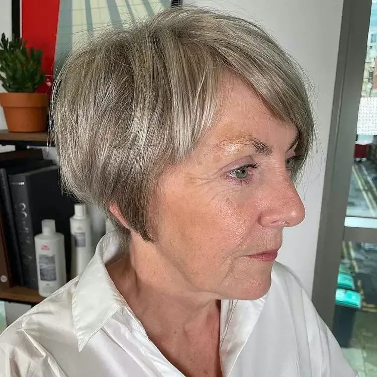 Layered pixie bob for women over 60
