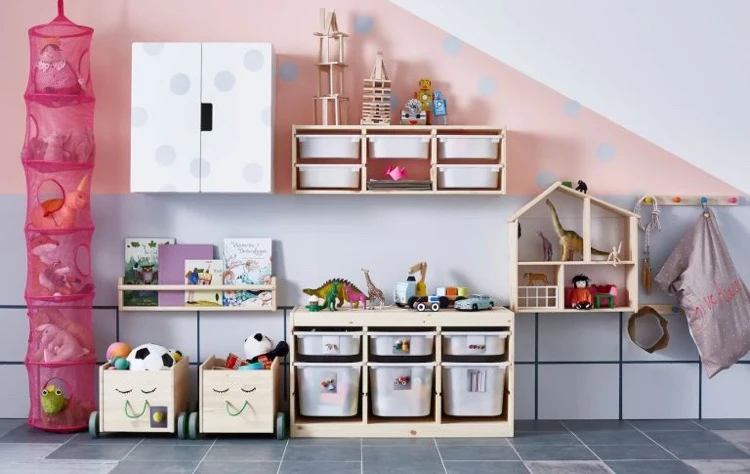 Marie Kondo method to store childrens toys and belongings