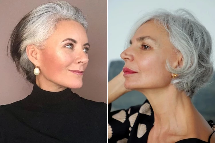 Peinados grises cortos para mujeres mayores de 50 años para lucir más jóvenes