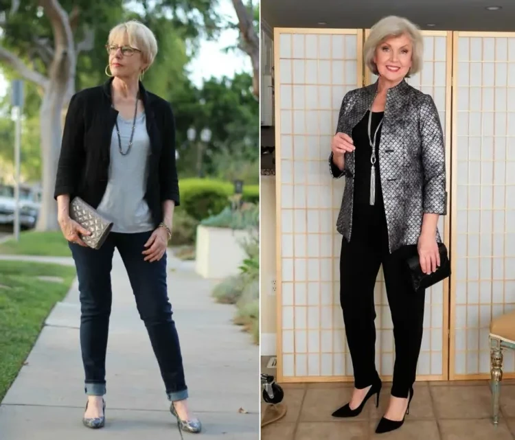 Spice up solid color outfits for women over 60 with striking accessories