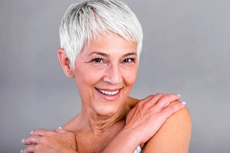 The classic short haircut is easy care and makes women look younger