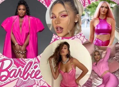 barbiecore trend 2023 outfits fashion makeup style nails hairstyles how to wear it like hailey bieber megan fox kim kardashian