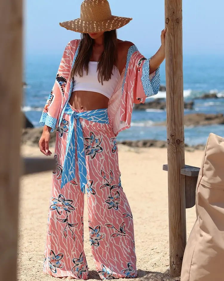 beach two piece set outfit ideas for a party during the day hot weather