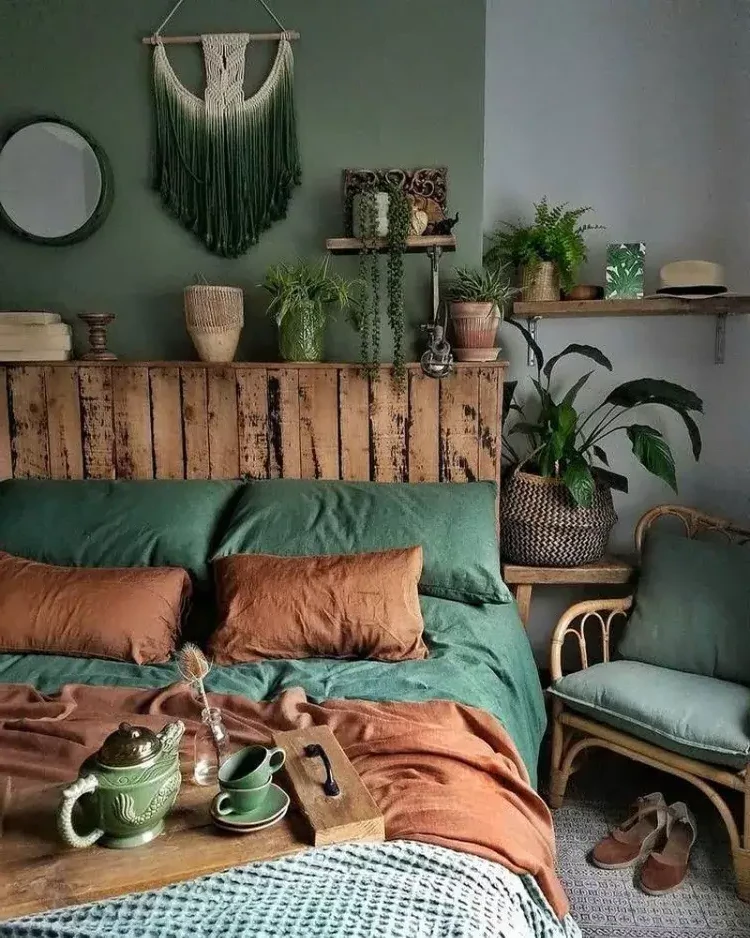 tendencias de decoración de dormitorios 2023 estilo bohemio colores naturales