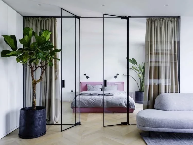 bedroom decoration trends 2023 glass partition wall