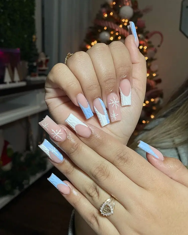 blue and white nails christmas decorations art designs trends manicure