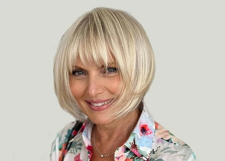 bob hairstyles with bangs for 50 year old women
