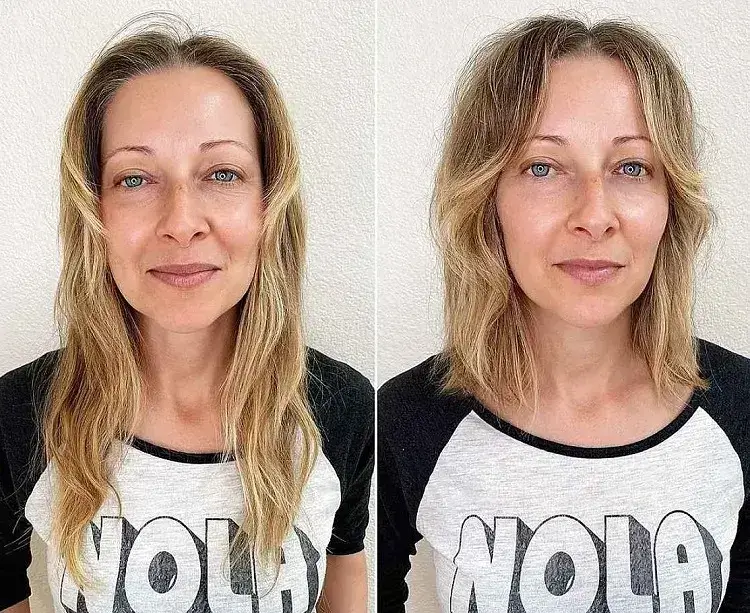 how to wear bob with curtain bangs for 50 year old women before after photos