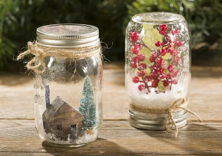 christmas jar decoration fake snow ornaments DIY homemade easy fun family activity