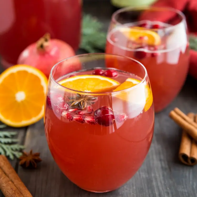 christmas punch easy recipe pomegranate juice orange apple juice ginger