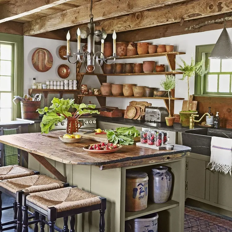 country farm kitchen design style trends enclosed interior 2023