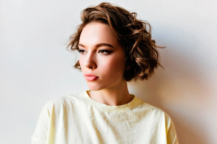 curly elegant hairstyle short side part bob with layers