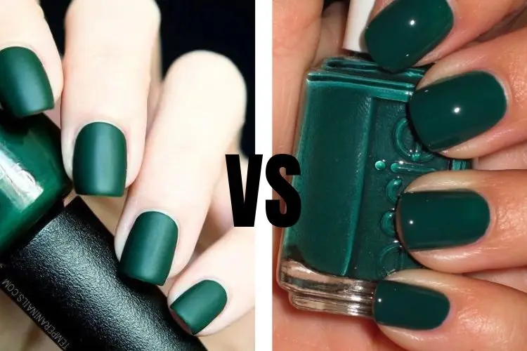 dark green nails polish matte vs shiny finish forest shade how to do my manicure in 2023