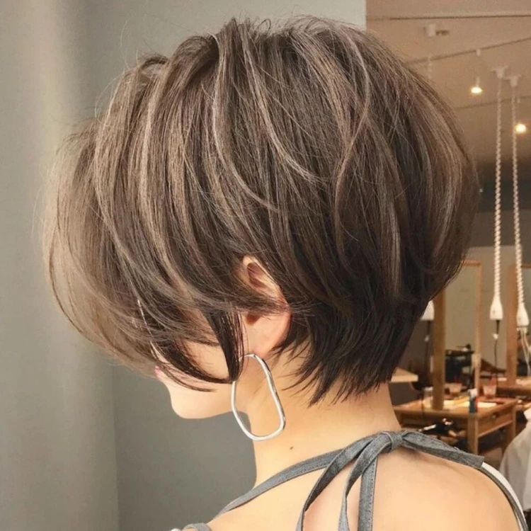 dark hair long pixie cut with layers stylish hairstyle