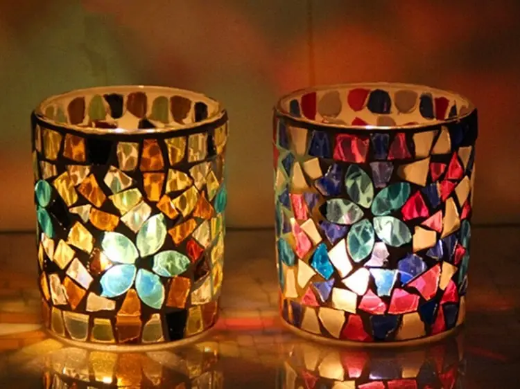 diy mosaic candle holder_diy mosaic decorations