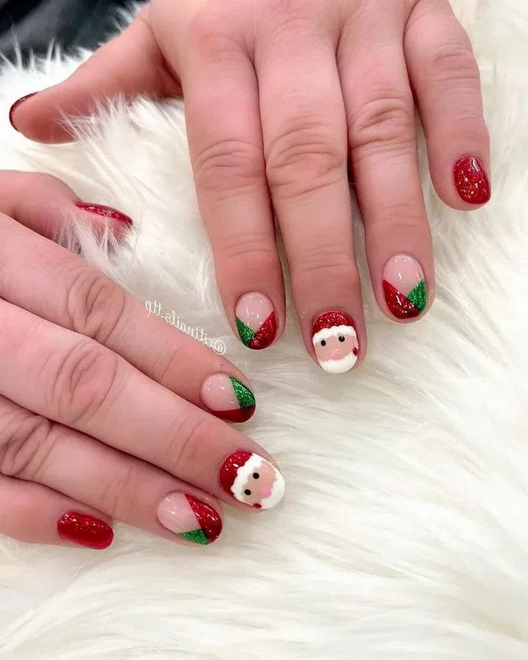 easy christmas nail art how to make santa claus manicure