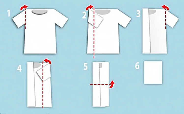 fácil manera plegable camisetas forma rectangular compacta plegable marie kondo