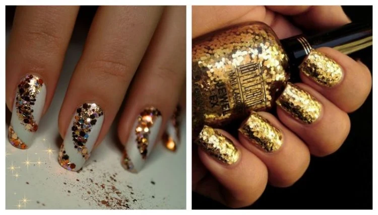 gold glitter nail designs trendy chic and elegant looking nails 2022