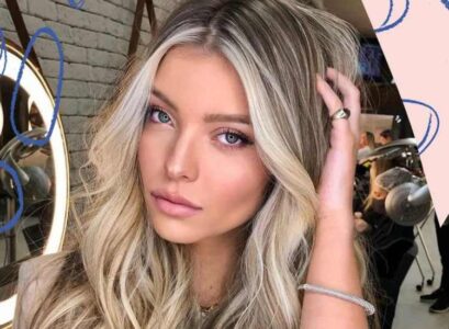 gorgeous money piece highlights long wavy hair casual look