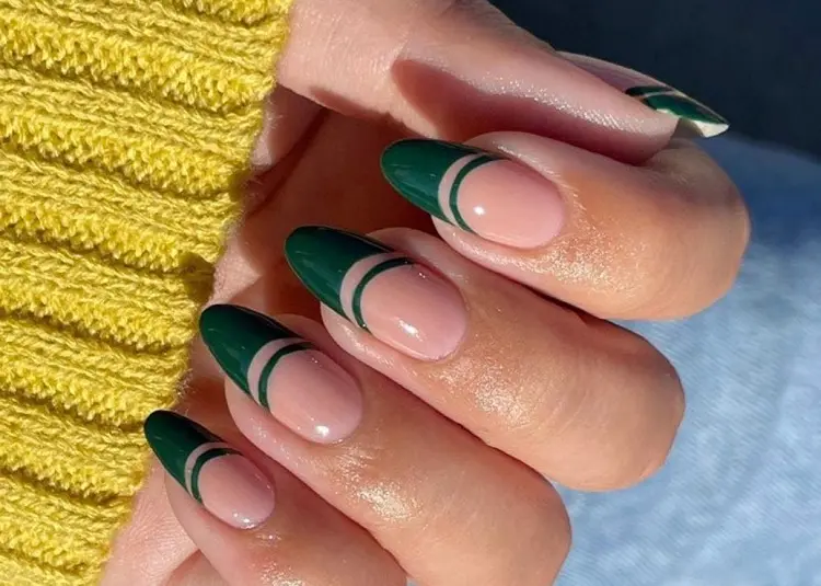 green french nails deep shade nail art and design manicure trends 2022 holidays