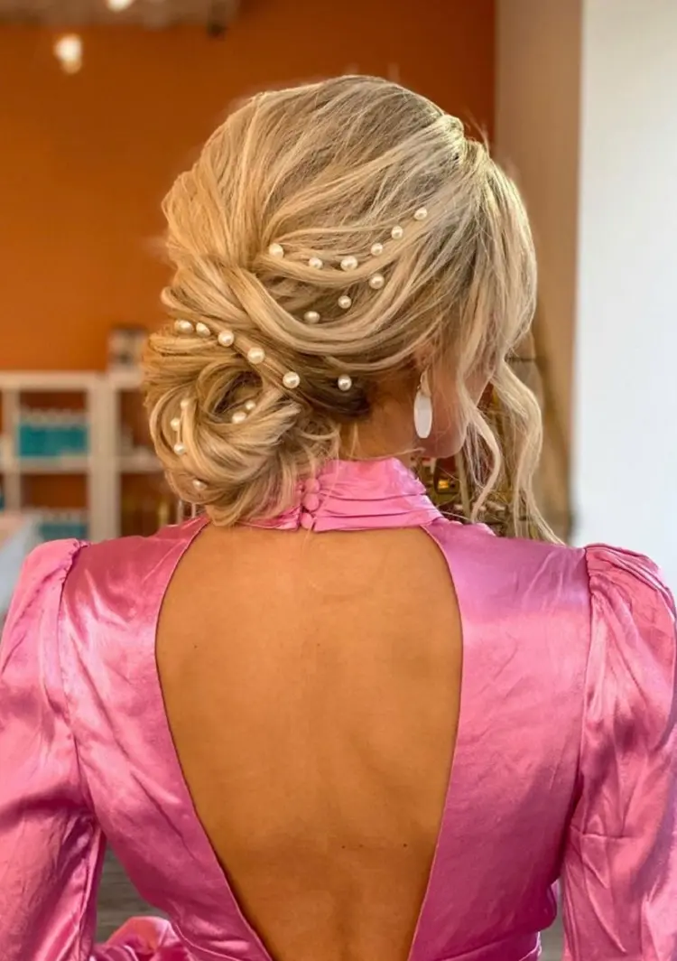 hair bun with pearls on it accessories for hairstyles new years eve party ideas