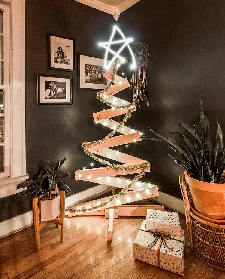 handmade christmas tree wood lights