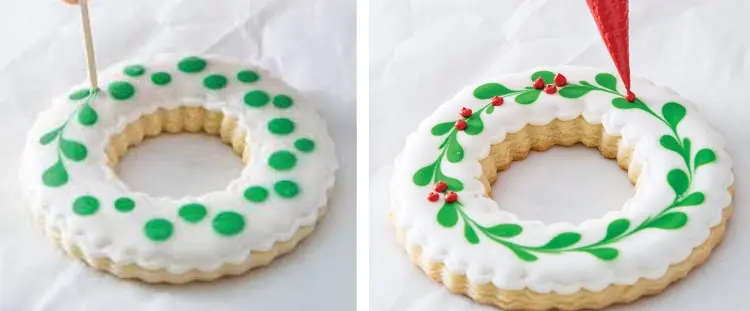 how to make a Christmas cookie wreath