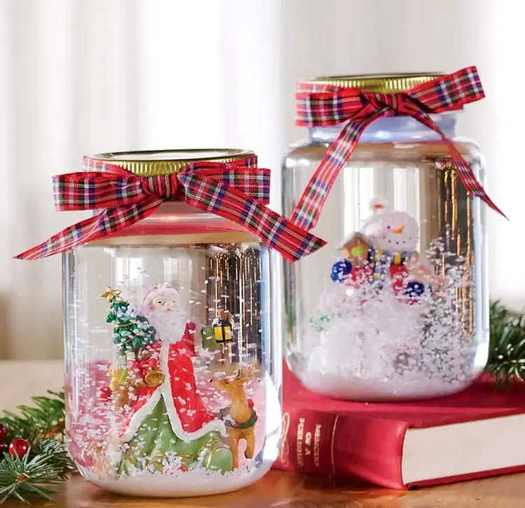 how to make snowglobes with jars instead christmas decoration ornaments fake snow