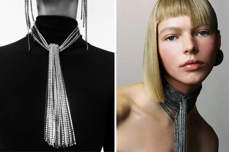 jewelry trends 2023 zara long necklace scarf how to be trendy and look chic stunning pieces party outfits
