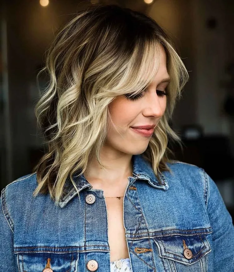 layered curtain bangs medium length bob haircut bangs trend 2023