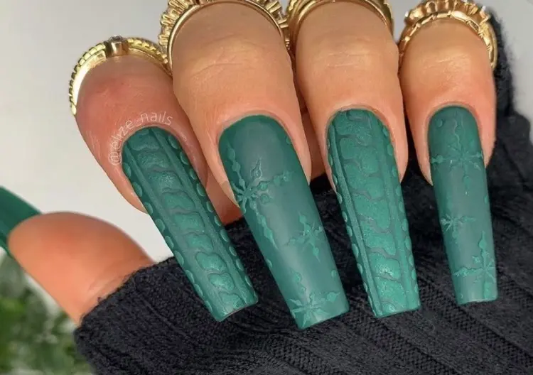 long green sweater nails easy to make nail art design creative for the holidays