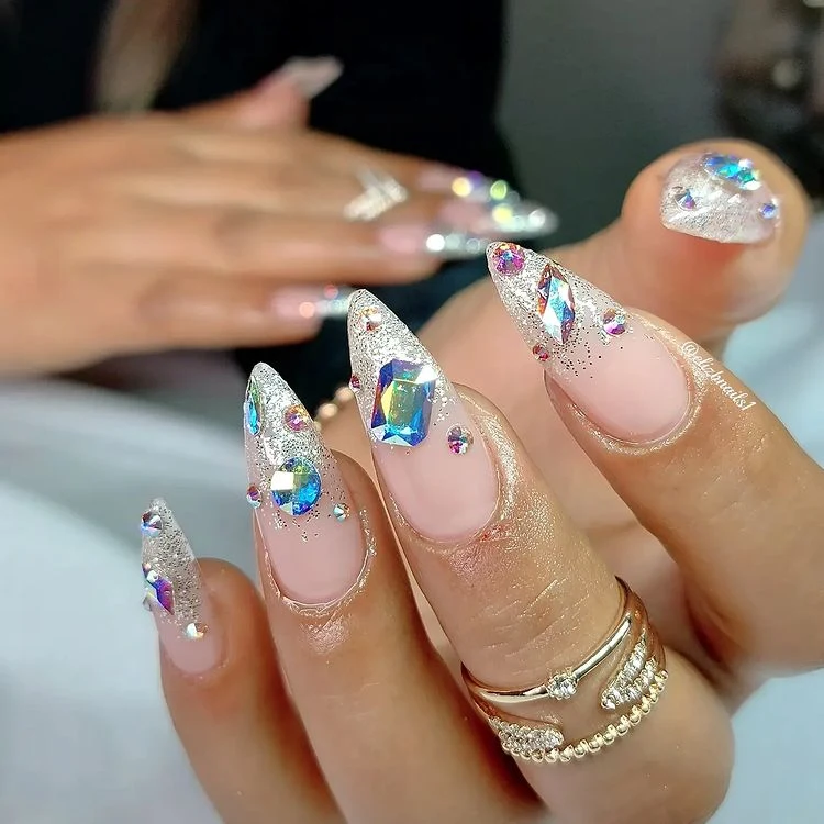 new year's ever glitter nails design idea trendy and festive looking